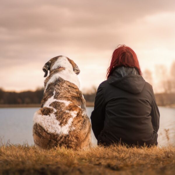 A woman with her dog