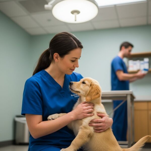 Veterinarian with a dog 